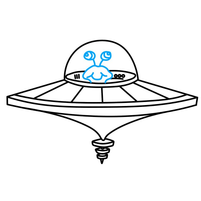 Hướng dẫn vẽ người ngoài hành tinh đang điều khiển đĩa bay - Bước 7