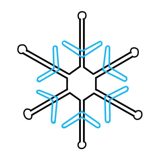 Hướng dẫn cách vẽ bông tuyết thật đẹp và trông thật đẹp đẽ cho bé - Bước 6
