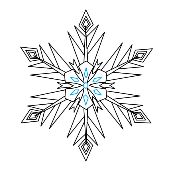 Hướng dẫn cách vẽ bông tuyết thật đẹp và trông thật đẹp đẽ cho bé - Bước 6