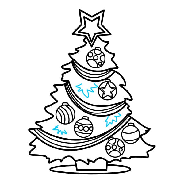 Hướng dẫn vẽ cây thông Noel - Bước 6