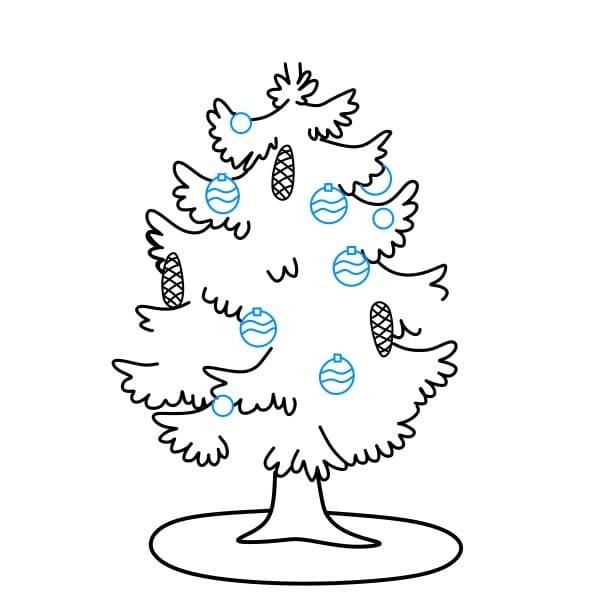 Hướng dẫn vẽ cây thông Noel - Bước 4