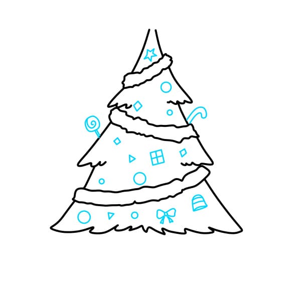 Hướng dẫn vẽ cây thông Noel - Bước 3