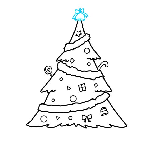 Hướng dẫn vẽ cây thông Noel - Bước 4