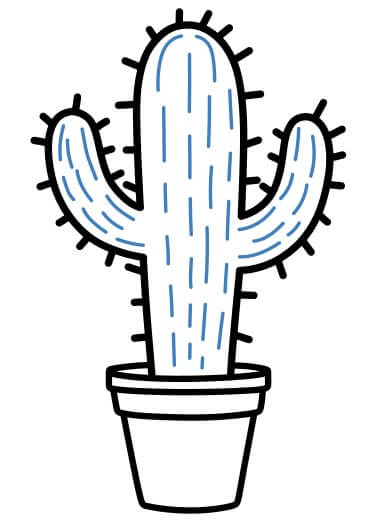 Hướng dẫn vẽ chậu cây xương rồng đơn giản - Bước 10