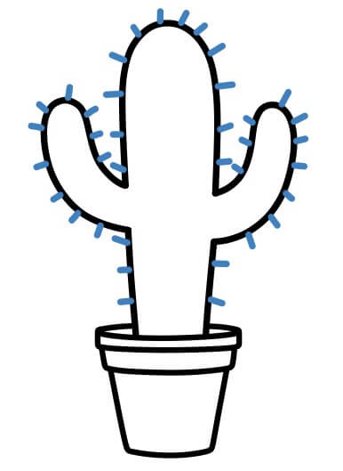 Hướng dẫn vẽ chậu cây xương rồng đơn giản - Bước 9