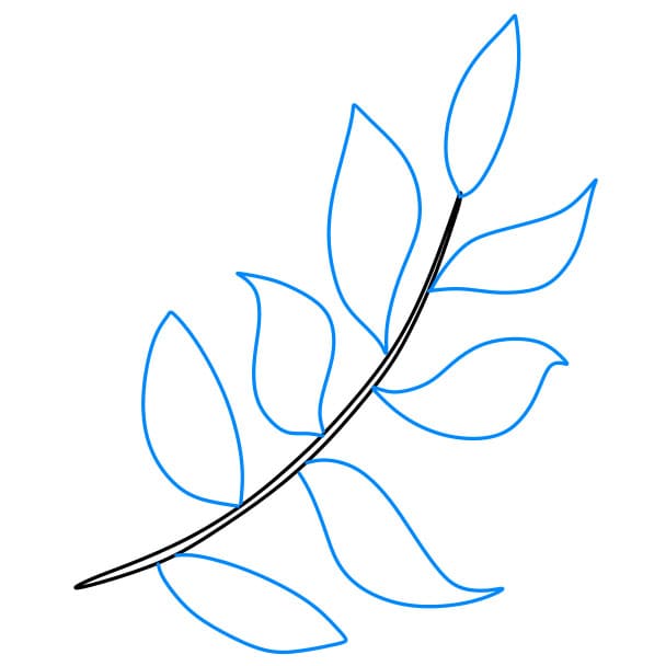 Hướng dẫn cách vẽ cành với nhiều chiếc lá đơn giản cho bé - Bước 2