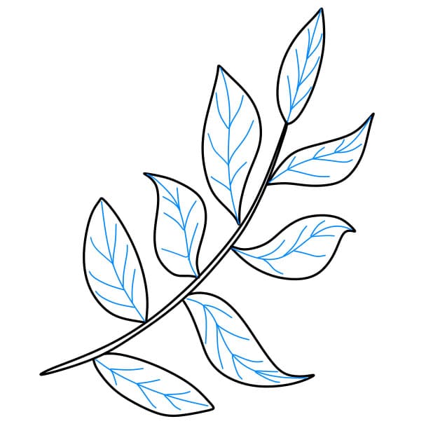 Hướng dẫn cách vẽ cành với nhiều chiếc lá đơn giản cho bé - Bước 3