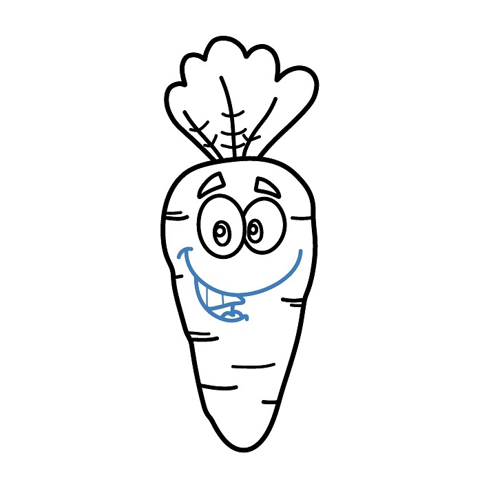 Hướng dẫn vẽ Củ Cà Rốt hoạt hình vui vẻ. - Bước 7