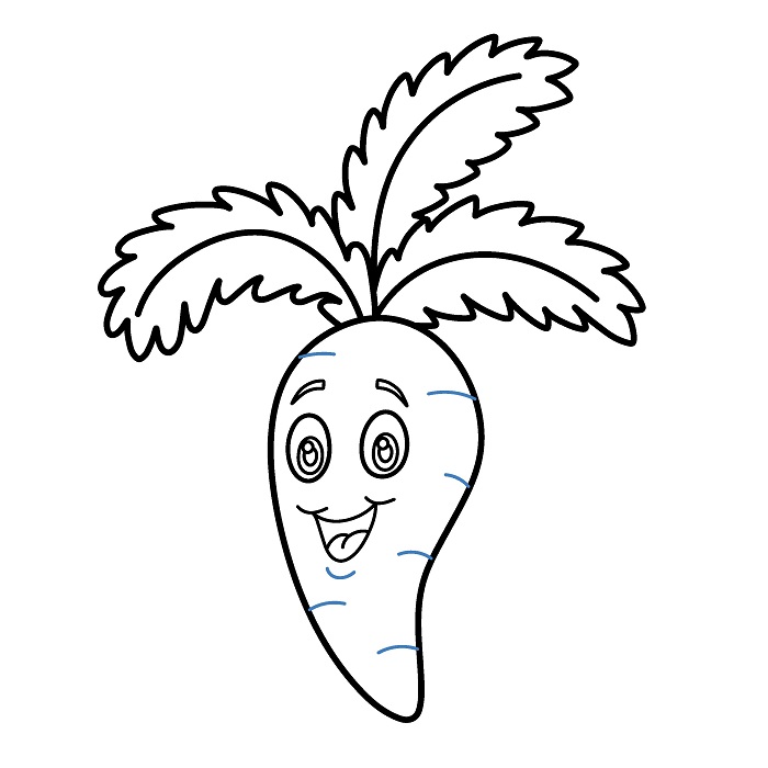 Hướng dẫn vẽ Củ Cà Rốt hoạt hình đáng yêu. - Bước 7