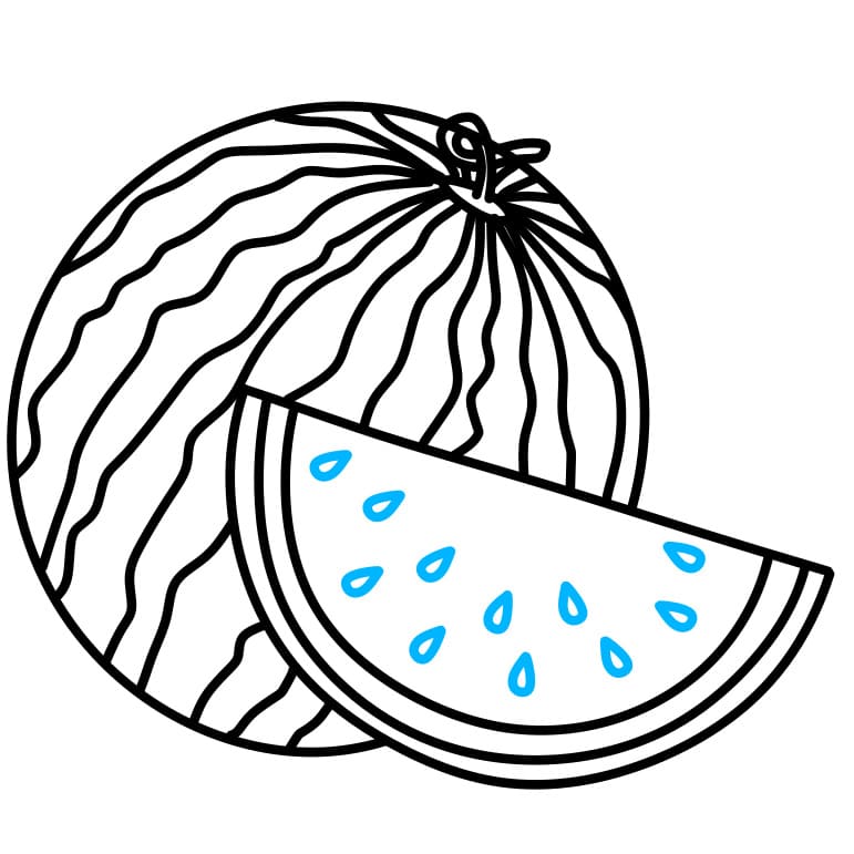 Hướng dẫn cách vẽ dưa hấu đơn giản - Bước 6