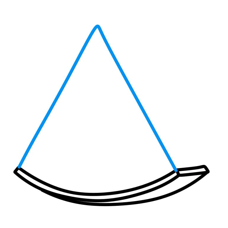 Hướng dẫn cách vẽ miếng dưa hấu thơm ngon - Bước 2