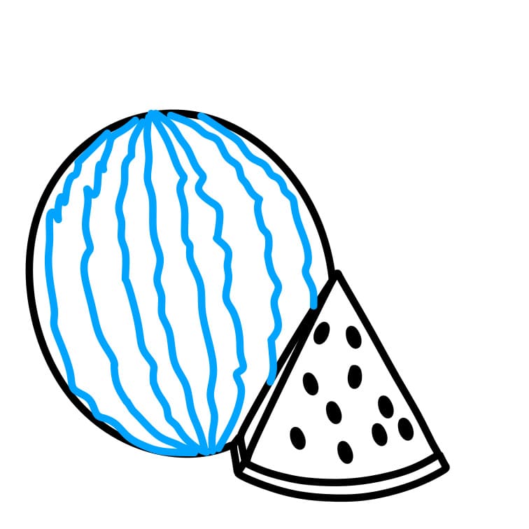 Hướng dẫn vẽ dưa hấu đơn giản cho bé - Bước 6