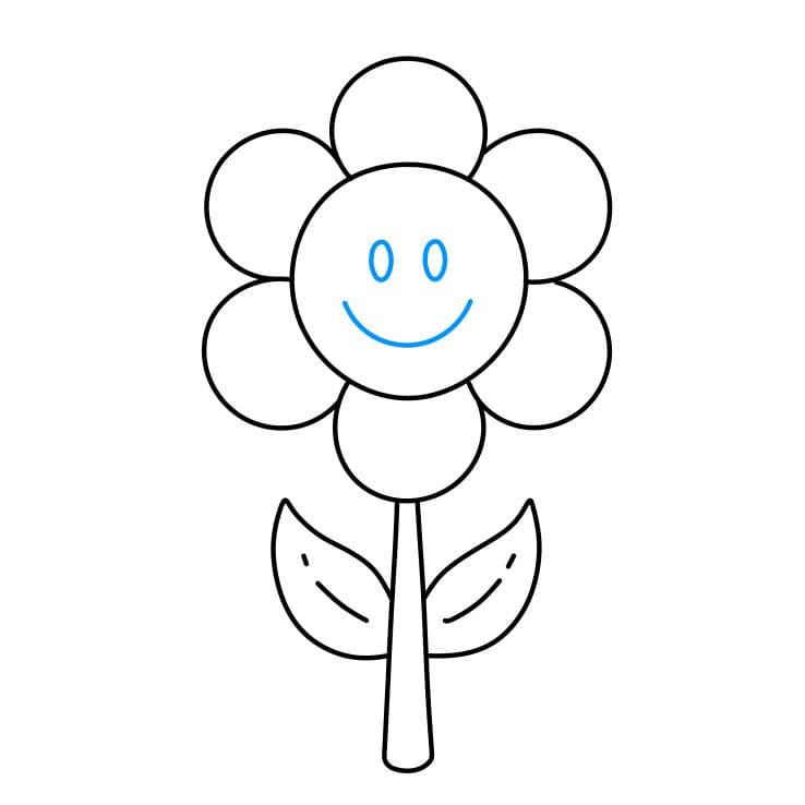 Hướng dẫn cách vẽ hoa cúc đang cười cho bé - Bước 5