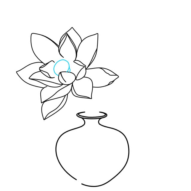 Hướng dẫn vẽ bình hoa sen đơn giản và đẹp - Bước 4
