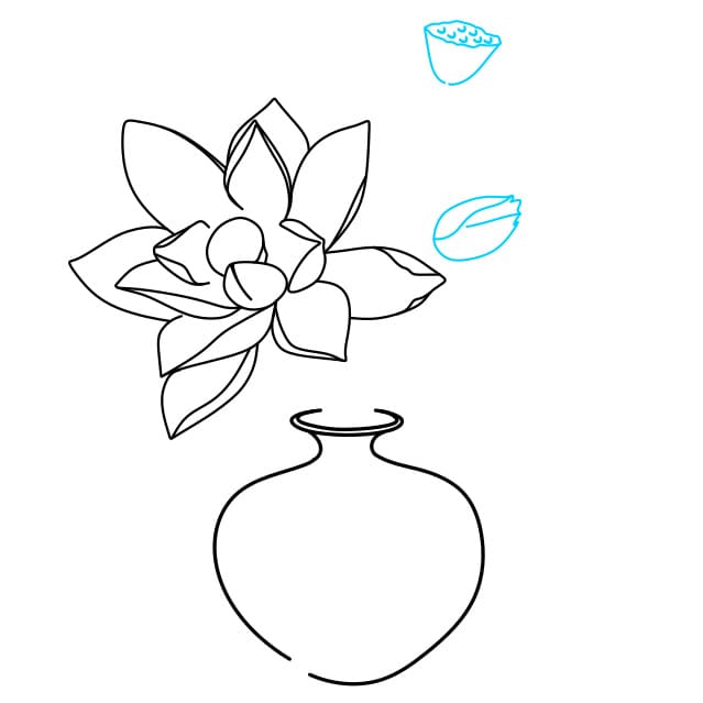 Hướng dẫn vẽ bình hoa sen đơn giản và đẹp - Bước 5