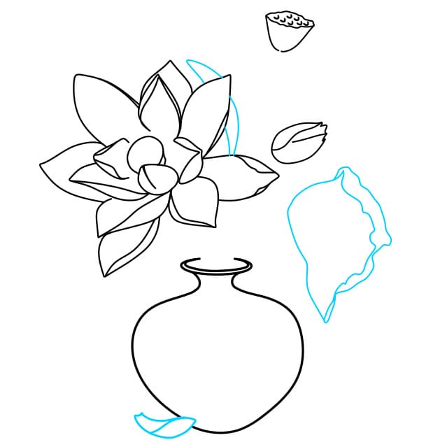 Hướng dẫn vẽ bình hoa sen đơn giản và đẹp - Bước 6