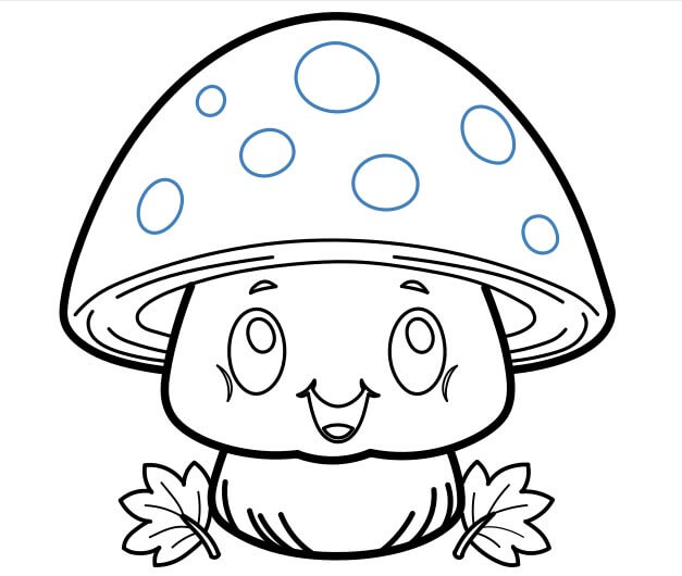 Hướng dẫn vẽ cây nấm hoạt hình đáng yêu. - Bước 9