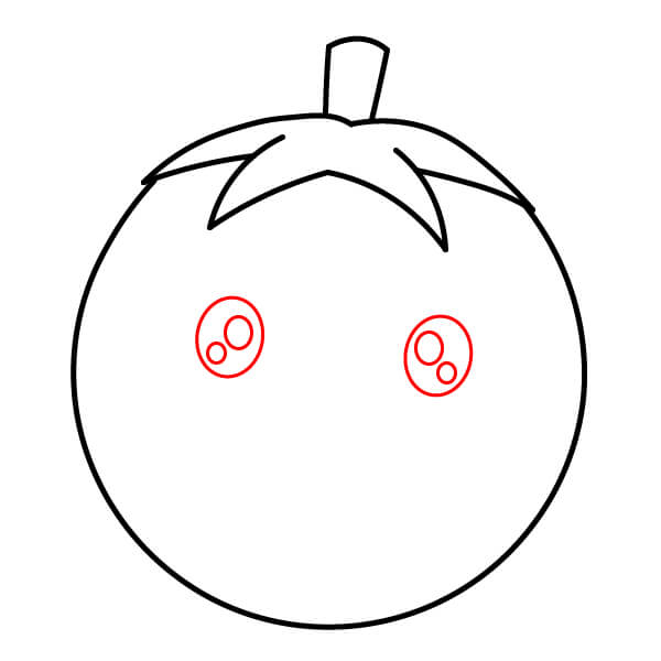 Hướng dẫn vẽ một Quả Cà Chua dễ thương từng bước một. - Bước 4