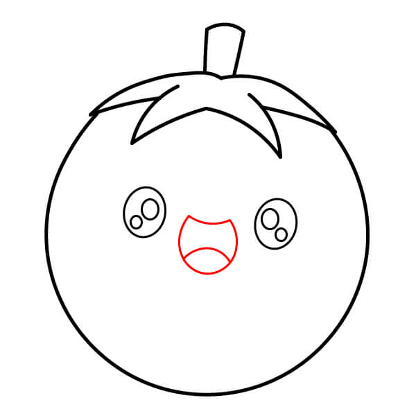 Hướng dẫn vẽ một Quả Cà Chua dễ thương từng bước một. - Bước 5