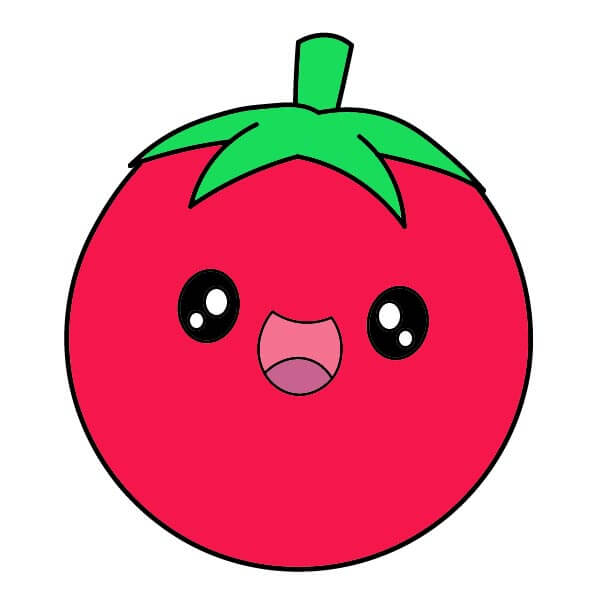 Hướng dẫn vẽ một Quả Cà Chua dễ thương từng bước một. - Bước 6