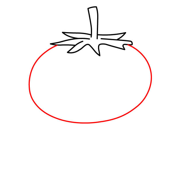 Hình vẽ Cà Chua hoạt hình đơn giản dành cho trẻ em. - Bước 3