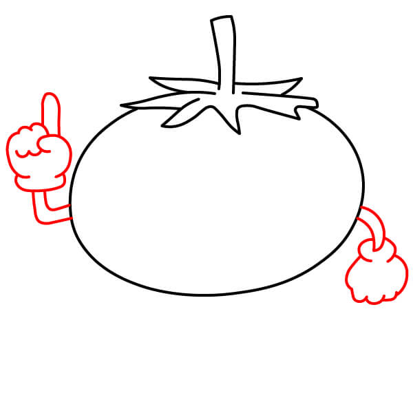 Hình vẽ Cà Chua hoạt hình đơn giản dành cho trẻ em. - Bước 4