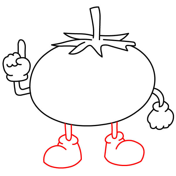 Hình vẽ Cà Chua hoạt hình đơn giản dành cho trẻ em. - Bước 5