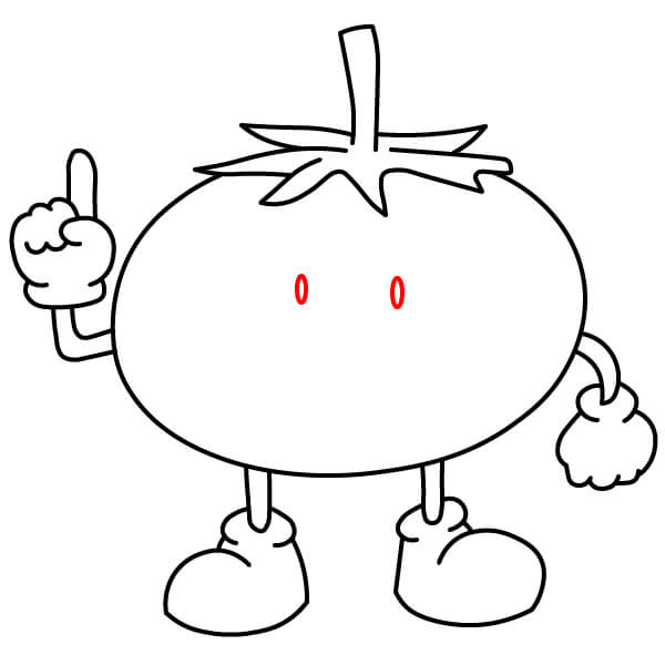 Hình vẽ Cà Chua hoạt hình đơn giản dành cho trẻ em. - Bước 6