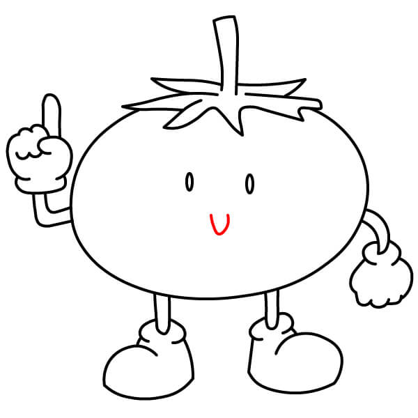 Hình vẽ Cà Chua hoạt hình đơn giản dành cho trẻ em. - Bước 7