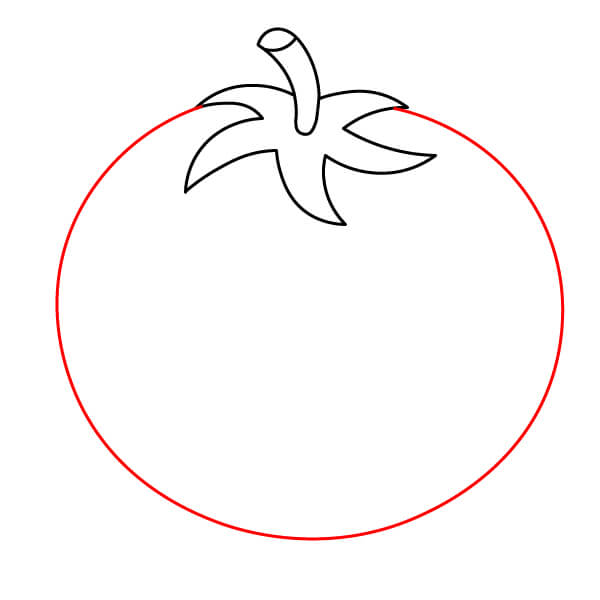 Hướng dẫn vẽ Cà Chua đơn giản dành cho trẻ em. - Bước 3