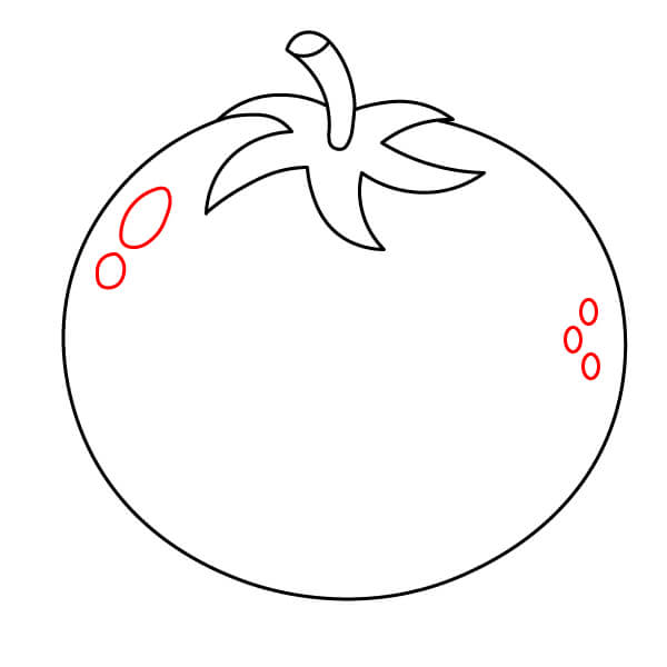 Hướng dẫn vẽ Cà Chua đơn giản dành cho trẻ em. - Bước 4