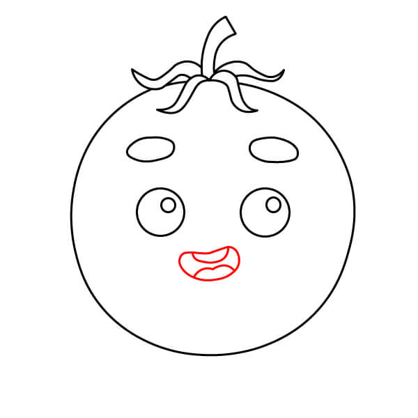 Hướng dẫn vẽ nhân vật Cà Chua cười - Bước 4