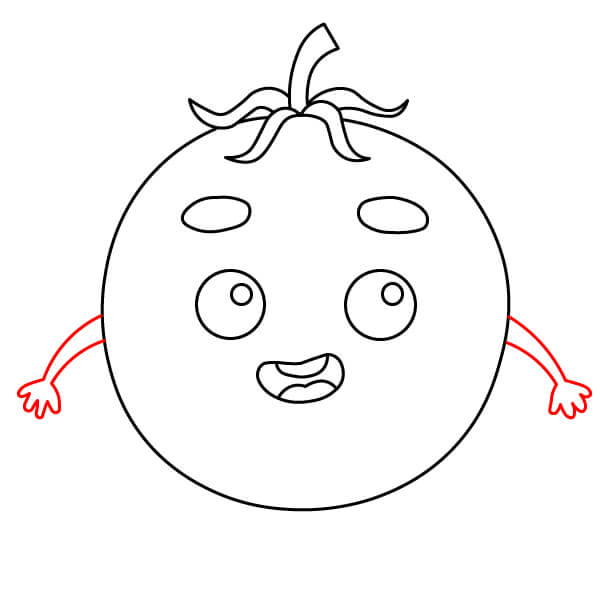 Hướng dẫn vẽ nhân vật Cà Chua cười - Bước 5
