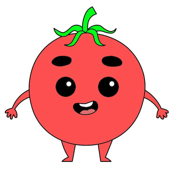 Hướng dẫn vẽ nhân vật Cà Chua cười - Bước 7