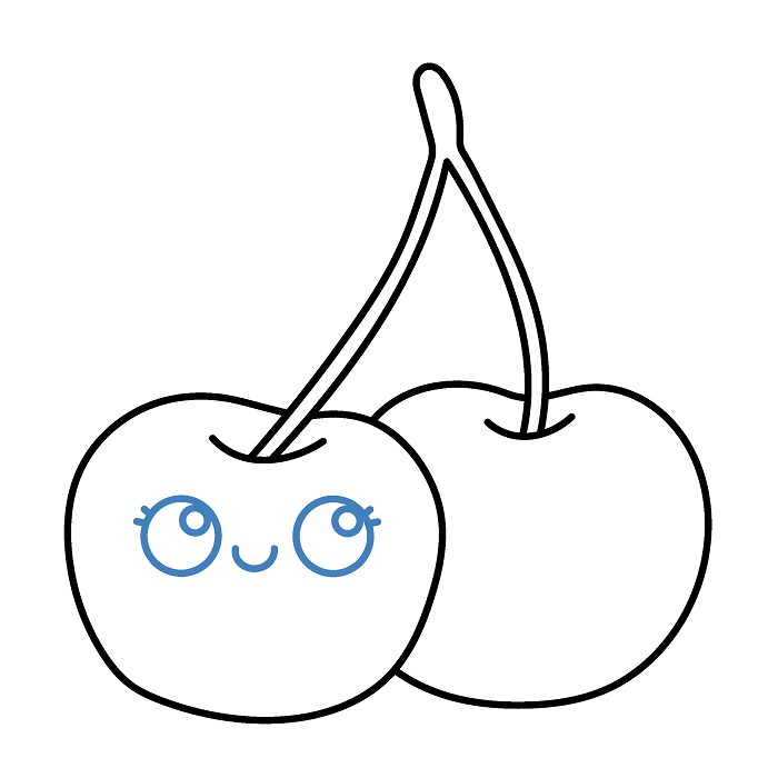 Hướng dẫn vẽ Quả Cherry hoạt hình đáng yêu. - Bước 5