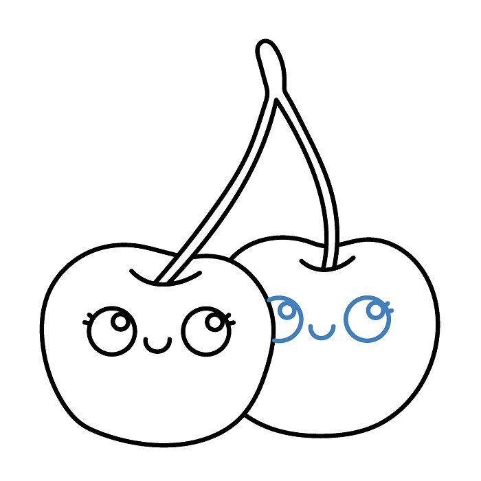 Hướng dẫn vẽ Quả Cherry hoạt hình đáng yêu. - Bước 6