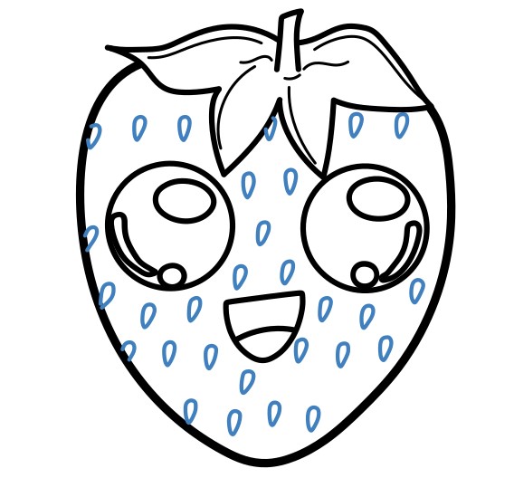 Hướng dẫn vẽ quả dâu hoạt hình đáng yêu. - Bước 7