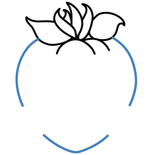 Hướng dẫn vẽ quả dâu tây hoạt hình cười vui vẻ. - Bước 3