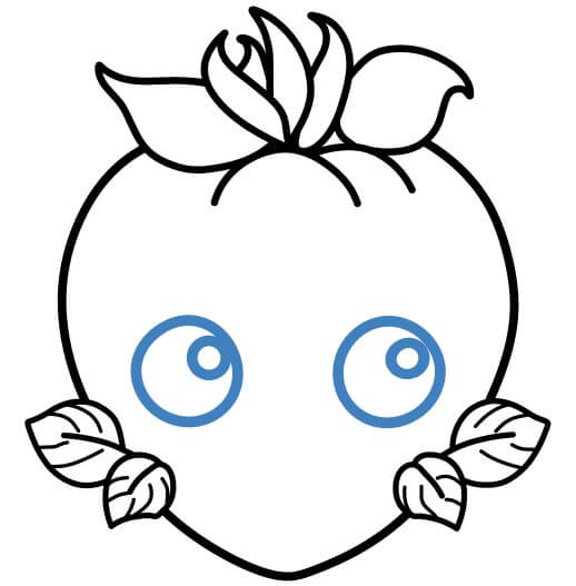 Hướng dẫn vẽ quả dâu tây hoạt hình cười vui vẻ. - Bước 5