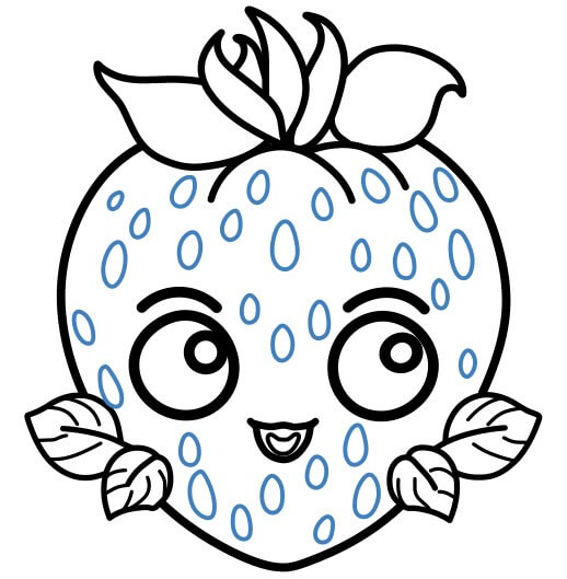 Hướng dẫn vẽ quả dâu tây hoạt hình cười vui vẻ. - Bước 6