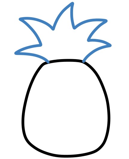 Hướng dẫn vẽ quả dứa hoạt hình vui vẻ. - Bước 2