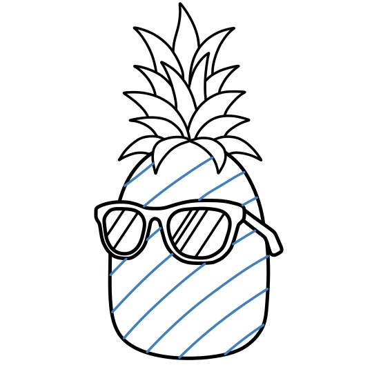 Hướng dẫn vẽ quả dứa đeo kính cực ngầu. - Bước 5