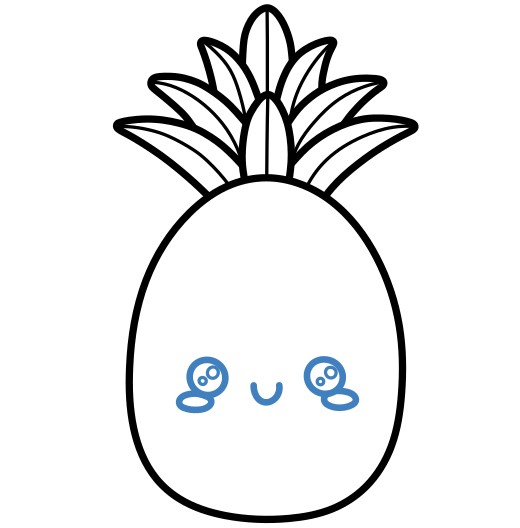 Hướng dẫn vẽ quả dứa hoạt hình đáng yêu. - Bước 3