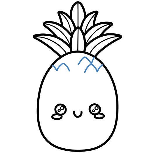 Hướng dẫn vẽ quả dứa hoạt hình đáng yêu. - Bước 4