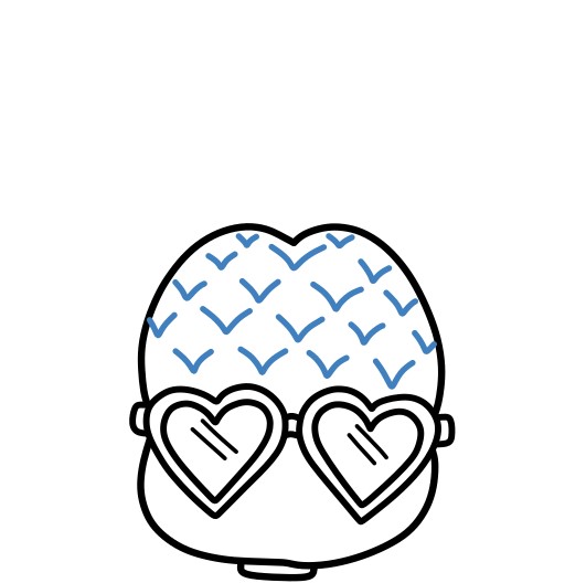 Hướng dẫn vẽ quả dứa hoạt hình đang đeo kính và cười vui vẻ. - Bước 5