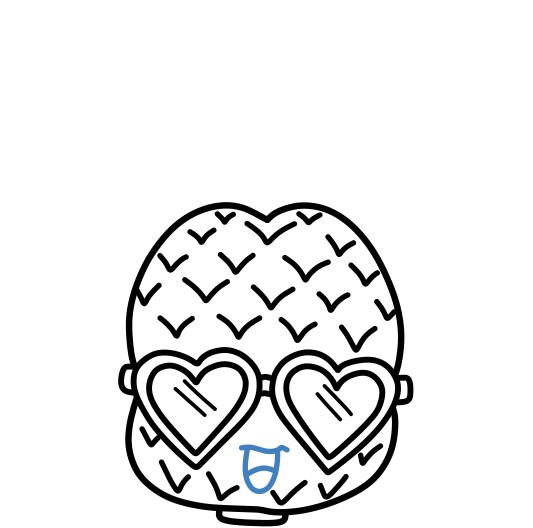 Hướng dẫn vẽ quả dứa hoạt hình đang đeo kính và cười vui vẻ. - Bước 6