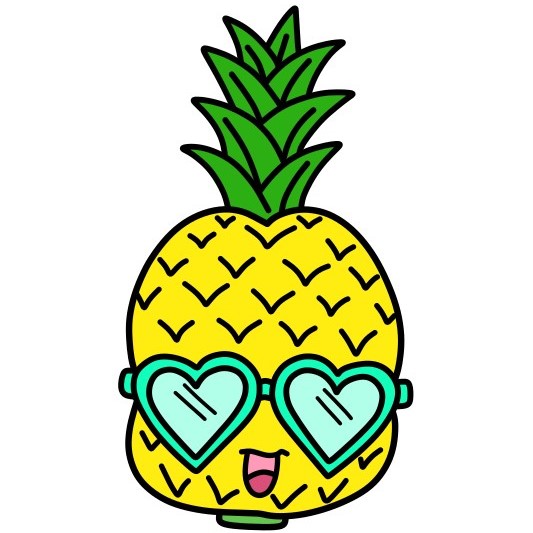 Hướng dẫn vẽ quả dứa hoạt hình đang đeo kính và cười vui vẻ. - Bước 8