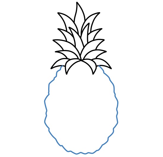 Hướng dẫn vẽ quả dứa chi tiết giống thật nhất. - Bước 2