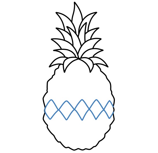 Hướng dẫn vẽ quả dứa chi tiết giống thật nhất. - Bước 3