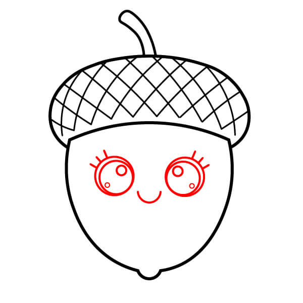 Cách vẽ Quả Sồi dễ thương cho trẻ em - Bước 5